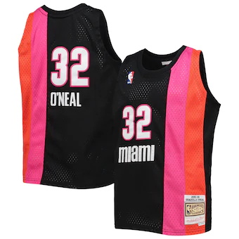 youth mitchell and ness shaquille oneal black miami hea-507